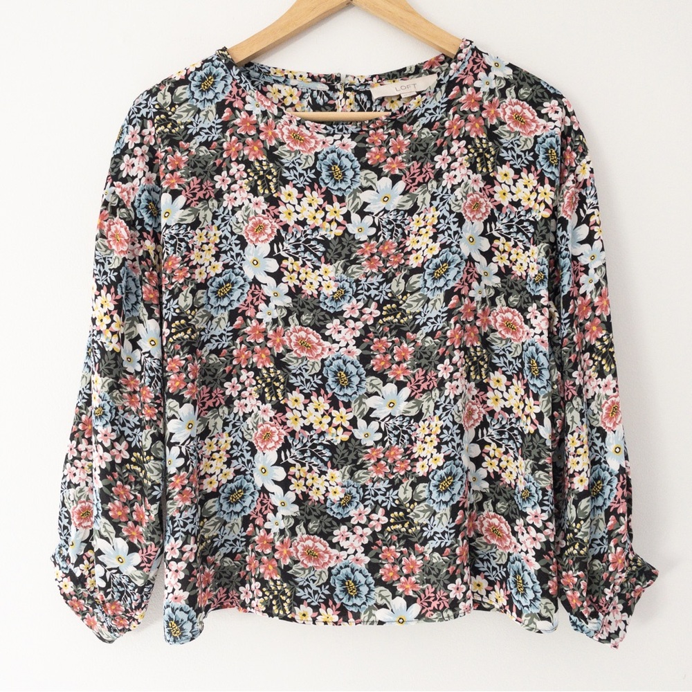 Loft Floral Mixed Media Top